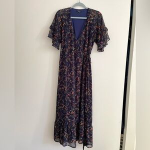 Madewell Floral Navy Wrap Dress